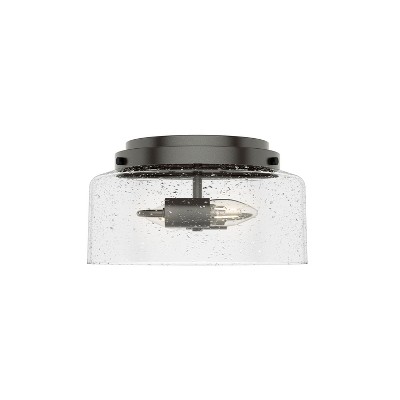 Hartland Noble Bronze Seeded Glass 11.5" LED Flush Mount Light