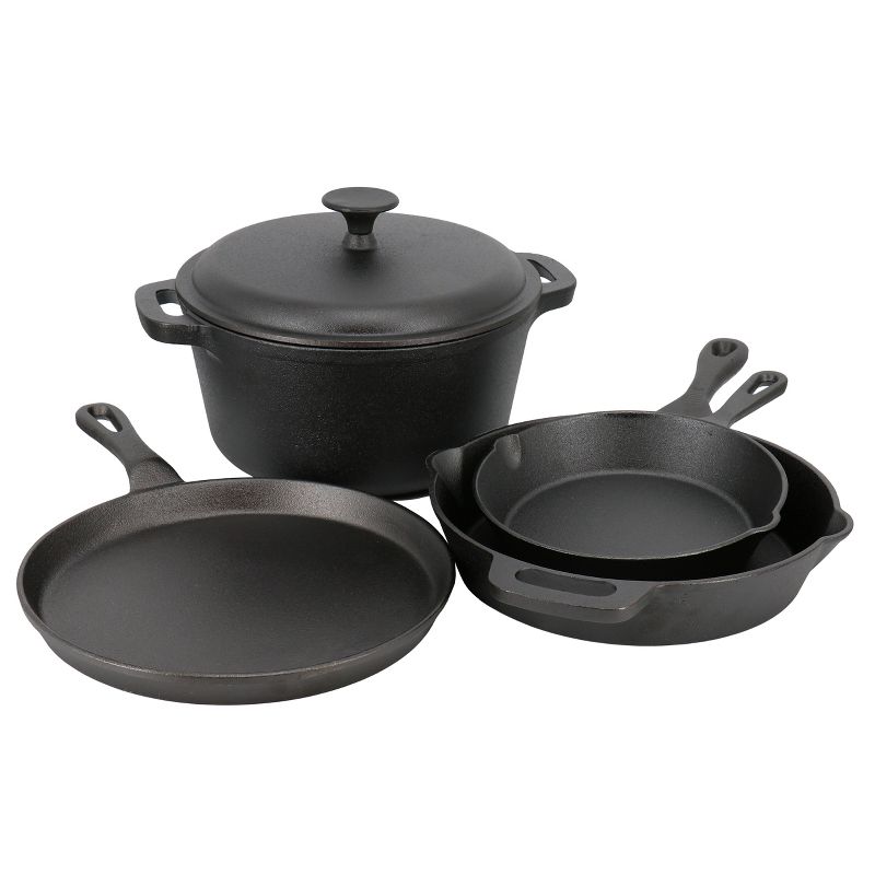 Gibson Home Addlestone 5 Piece Pre-Seasoned Cast Iron Cookware Set in Black, 1 of 9