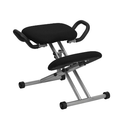 Ergonomic Kneeling Chair in Black Fabric with Handles - Flash Furniture