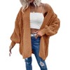 Imily Bela Womens Oversized Open Front Cable Knit Cardigan Sweaters Lantern Long Sleeve Chunky Outwear Coats - 4 of 4