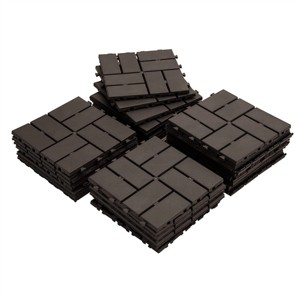 Syemin Carpet Tiles Patio Interlocking Deck Tiles Four Slat Plastic Outdoor Flooring Tile for Balcony Porch Backyard, Brown, 13.4"*13"*24.41" - 1 of 4