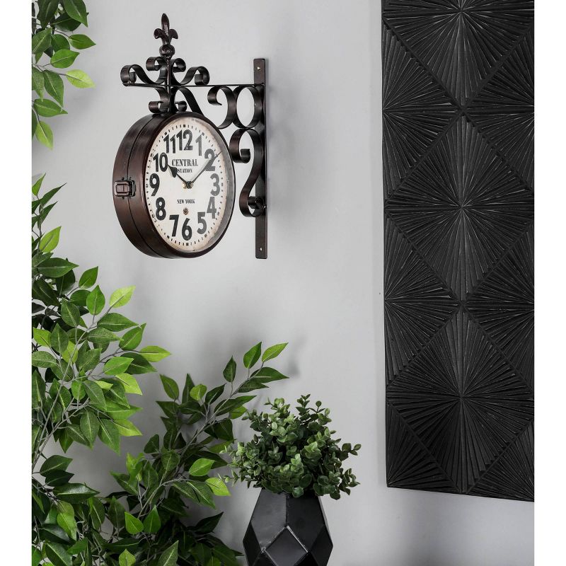 16&#34;x15&#34; Metal Vintage Style Wall Clock with Scroll Designs Black - Olivia &#38; May, 2 of 16
