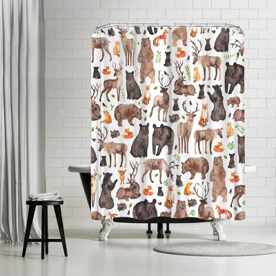 Americanflat Woodland Animals by Elena Oneill 71" x 74" Shower Curtain