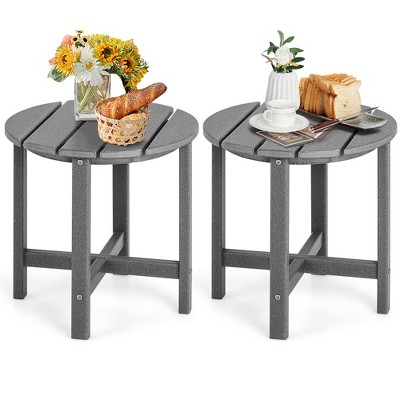 Tangkula 2PCS 18"Adirondack Side Table Weather Resistant HDPE Garden Patio