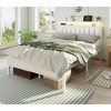 Furnulem White Full Size Bed Frame with Charging Station Led Lights, Pu Leather Upholstered Headboard W/ 2-Tier Storage Shelves No Box Spring Needed - 2 of 4