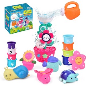 Fun Little Toys 9 Pcs Flower Waterfall Garden Squirter Bath Toys Set for Toddlers - 1 of 4