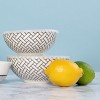 Totalee Gift Lattice Pattern Bowls w/ Plastic Lid Set of 2 Ceramic White 25.7 oz - 2 of 2
