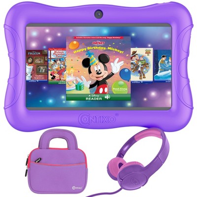 Contixo V9 Kids Tablet with Disney eBooks Bundle Pack, 7-inch HD, Ages 3-7, Dual Camera, 32GB,Wi-Fi, Parental Control, Headphones, Tote Bag