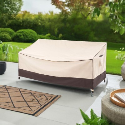 Premium Beige and Brown Waterproof Outdoor Sofa Cover with Drawstring Closure