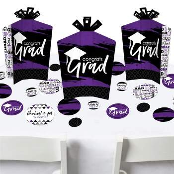 Big Dot of Happiness Purple Grad - Best is Yet to Come - 2024 Purple Graduation Party Decor and Confetti - Terrific Table Centerpiece Kit - Set of 30