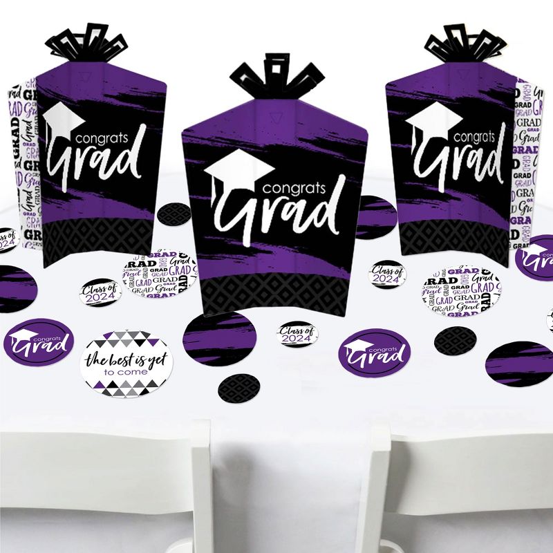 Big Dot of Happiness Purple Grad - Best is Yet to Come - 2024 Purple Graduation Party Decor and Confetti - Terrific Table Centerpiece Kit - Set of 30, 1 of 9