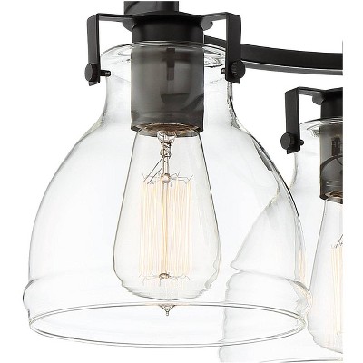 Bronze 17" Farmhouse Semi-Flush Ceiling Light with Glass Shades