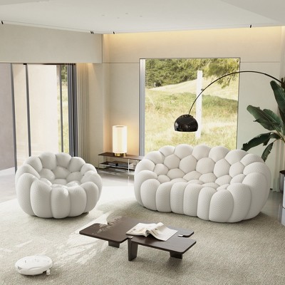 WJShome Single Bubble Chair with Ottoman,Oversized Memory Foam Bubble Lazy Floor Sofa, Modern Upholstered Bean Bag Sofas