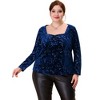 Agnes Orinda Women's Plus Size Top Sweetheart Neck Long Sleeve Stars Velvet Blouses - 3 of 4