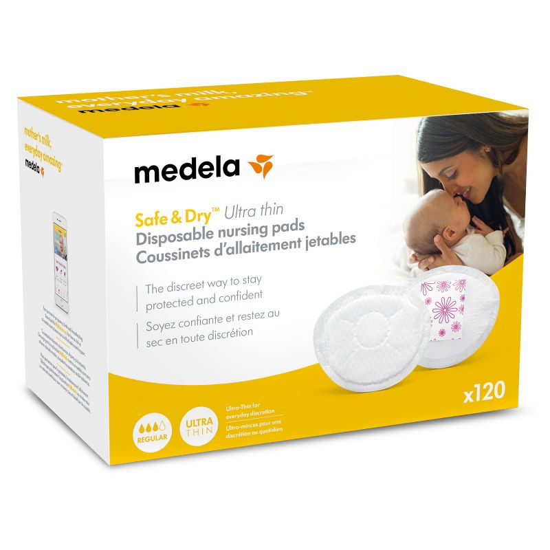 Medela Safe &#38; Dry Ultra Thin Disposable Nursing Pads - 120ct, 1 of 7