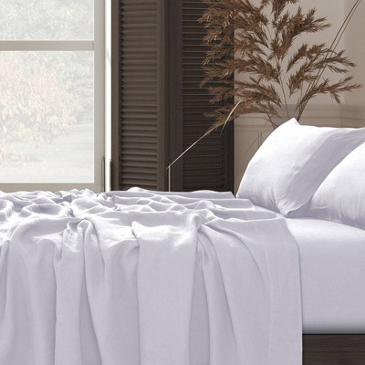 Tribeca Living European Garment Washed Linen Extra Deep Pocket Sheet Set