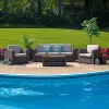 Flash Furniture 4 Piece Outdoor Faux Rattan Chair, Sofa and Table Set in Chocolate Brown - 2 of 4