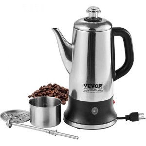 VEVOR 12-Cup Electric Percolator,304 Stainless Steel,Keep Warm Function,Heat-Resistant Handle,Quick Brew & Easy-Pour Spout,Classic Coffee Maker,Silver - 1 of 4