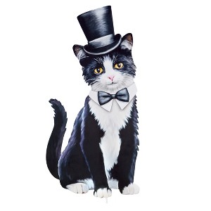 Collections Etc Dapper Top Hat & Tuxedo Outfit Cat Metal Garden Stake - 1 of 2