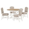 CAVINAS Round Dining Table Set for 4 Retro Wood Round Extendable Dining Table and 4 Upholstered Chairs for Dining Room - 2 of 4