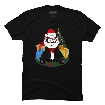 Men's Design By Humans Christmas - Panda Nerd By Adamzworld T-Shirt