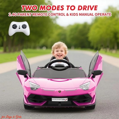 Kids Ride on Car w/ Remote Control for Kids Ages 4-8, Licensed Lamborghini, 12V Electric Battery Powered Vehicle w/ MP3 Player, Scissor Door, Light