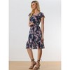 Allegra K Women's Floral Chiffon Flutter Sleeve Belted Square Neck Ruffled Hem Dress - 2 of 4