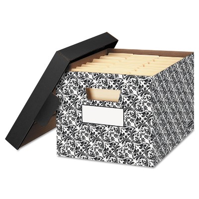 Bankers Box STOR/FILE Decorative Medium-Duty Storage Boxes Letter/Lgl Black/White Brocade 0022705