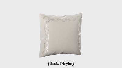 Set of 2 White Rectangular Embroidered Cotton Accent Pillows