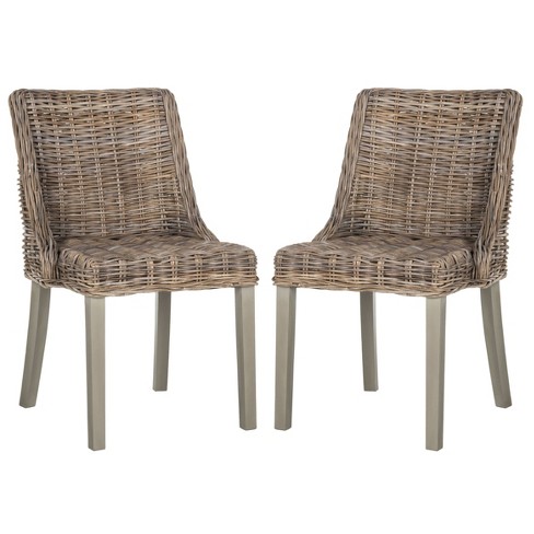 Set Of 2 Ca Wicker Dining Chair, Safavieh Grey Leather Dining Chairs
