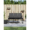 60"3-Seater Patio Bench with Cushions Dark Gray PP Rattan - 2 of 4