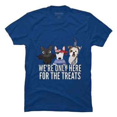 Men's Design By Humans Dog Halloween - We're Only Here For The Treats By PedigreePrints T-Shirt