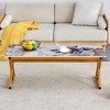 KTMBDW Coffee Table for Living Room with Round Corners, Modern Style Center Table with Metal Legs, 47Inch Rock Slab Material, Space Saving - 3 of 4