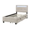 Linen Twin Platform Bed with LED Frame & 2 Drawers - Stylish & Functional - 4 of 4