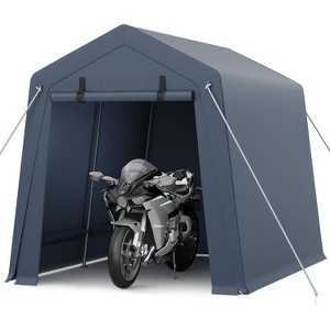 7FT×10FT Heavy-Duty Portable Outdoor Storage Shed, Waterproof Anti-Snow UV-Resistant Shelter with Roll-Up Door & Vents,for Motorcycle,Tools,Firewood - 1 of 4