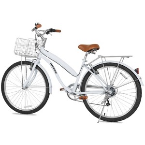 WEIZE Beach Cruiser Bike, 26 inch Commuter Bicycle for Adult, 7-Speed Comfortable City Bikes with Rear Rack or Basket, Multi Colors - 1 of 4