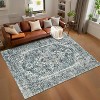 Vintage Washable Area Rugs, Low Pile Soft Carpet with Distressed Trellis Pattern, Foldable Thin Indoor Accent Rug for Living Room Bedroom Dining Room - 2 of 4