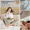 Bed Frame with Natural Rattan Headboard, Queen Size, 4 Storage Drawers, Wooden Slats, Boho-Style Cane Support, Metal Base - 3 of 4