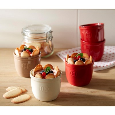 Emile Henry Burgundy Red Ceramic Round Ramekin Set, 6.75 oz