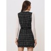 Allegra K Women's Sleeveless Button Elegant Vintage A-Line Round Neck Plaid Dress - 4 of 4