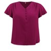 GRACE & GRANDEUR Women's Plus Size Pleated V Neck Button Decor Ruffle Sleeve Casual Loose Fit Blouses - 4 of 4