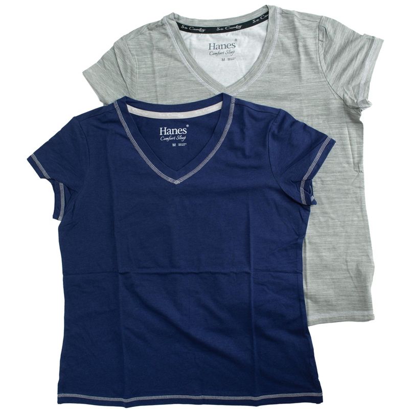 Hanes Womens Comfort Sleep Pajama T-Shirt 2 Pack, 1 of 6