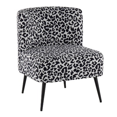 Fran Contemporary Slipper Chair Black Steel/Black Leopard Fabric - LumiSource