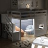 Sapphtopaz Twin Size Wood Loft Bed with Storage Staircase & Window,Bed Frame with Guardrail,Space-Saving Loft Bed with LED for Teens&Adult - 4 of 4