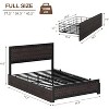 Industrial Bed Frame with Headboard | 4 Storage Drawers & USB Port | Metal Slat Support - No Box Spring | Noise Free & Easy Assembly - 2 of 4