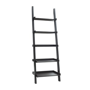 SEVOBAL Utility Storage Shelves Bookcase Ladder Five Shelf Popular Modern Design Shelves with Rounded Shelf Barrier Corners, Brown, 24.75"*16.5"*72" - 1 of 4