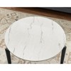 FONTOI 36" Coffee Table with Imitation Marble Tabletop, Compact Side Table with 3 Legs for Living Room, Office, Home, Black White, 36"*18"*36" - 4 of 4