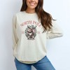 Simply Sage Market Women's North Pole Reindeer Oval Wreath Long Sleeve Garment Dyed Tee - 2 of 4