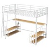 TIRAMISUBEST Twin/Full Size Metal Loft Bed with Desk, Storage Shelves and Charging Station, Metal Loft Bedframe with Ladder and Guardrail - 4 of 4