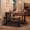 Dining Table Set for 4, Kitchen Table with 2 Upholstered Benches, 3-Piece Dining Set for Kitchen, Apartment, Small Spaces - 4 of 4
